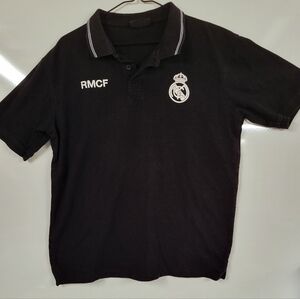 Real Madrid RMCF Black Polo Shirt Men’s Large Official Soccer Merch